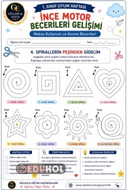 Makas Kullanımı ve Kesme/ Spiral çizgi kesme çalışma kağıdı