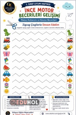 Makas Kullanımı ve Kesme/ Zigzag çizgi kesme çalışma kağıdı