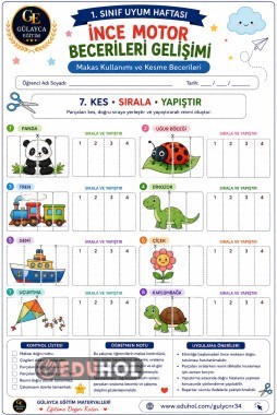 Makas Kullanımı ve Şekil Kesme Sırala Yapıştır çalışma kağıdı