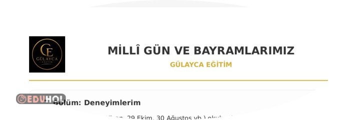Milli Gün ve Bayramlarımız çalışma kağıdı