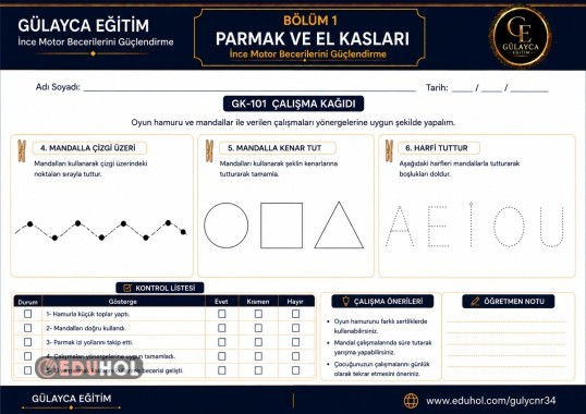 Parmak ve El Kasları Çalışma Kağıdı