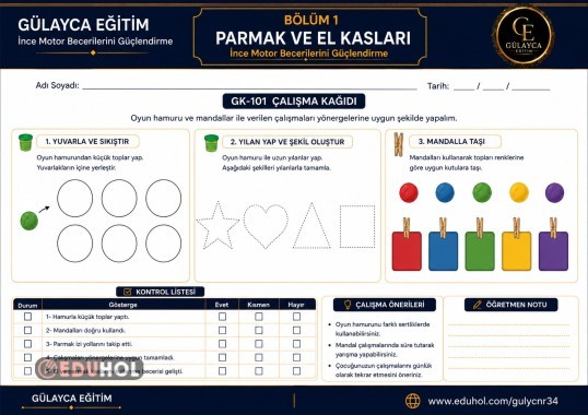 Parmak ve El Kasları Çalışma Kağıdı