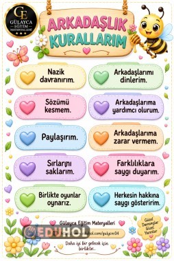 Sınıf Pano Materyalleri/ Arkadaşlık kurallarım