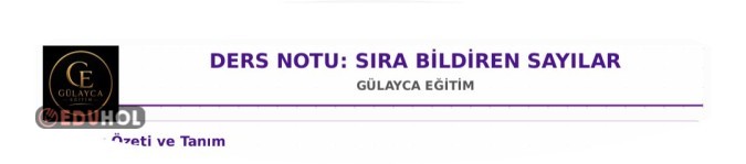 SIRA BİLDİREN SAYILAR ders notları