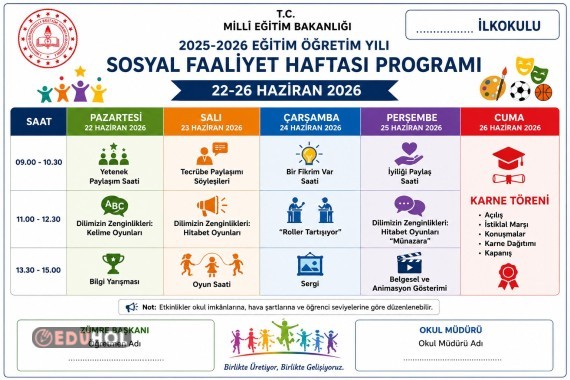 SOSYAL FAALİYET HAFTASI PROGRAMI