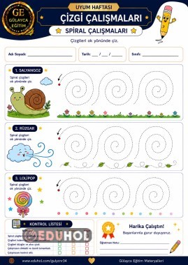 Spiral Çizgiler Çalışma Kağıdı
