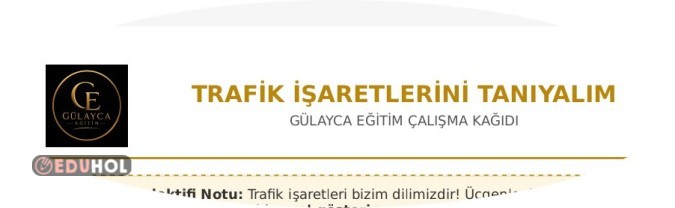 TRAFİK İŞARETLERİNİ TANITALIM Çalışma Kağıdı
