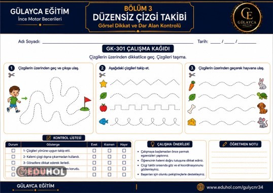 Yazmaya Hazırlık / Düzensiz Çizgi Takibi