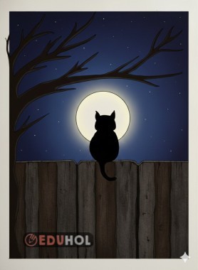 Kedi ve Gece Görsel Sanatlar Çalışması