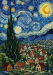 Van Gogh Yıldızlı Gece Boyama Sayfası