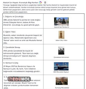 ATATÜRK'ÜN KRONOLOJİSİ