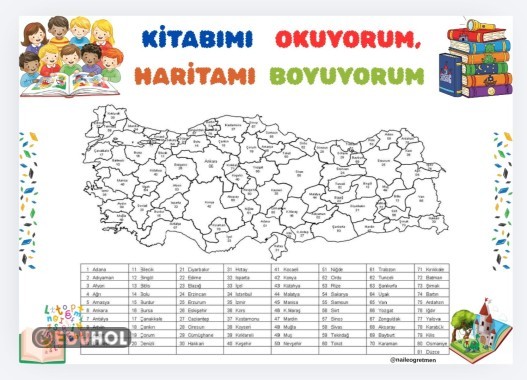 Kitabımı okuyorum, haritamı boyuyorum