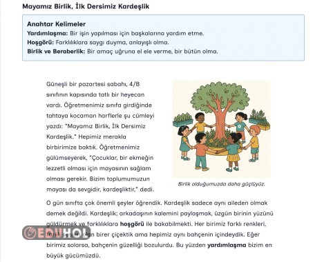 MAYAMIZ BİRLİK, İLK DERSİMİZ KARDEŞLİK