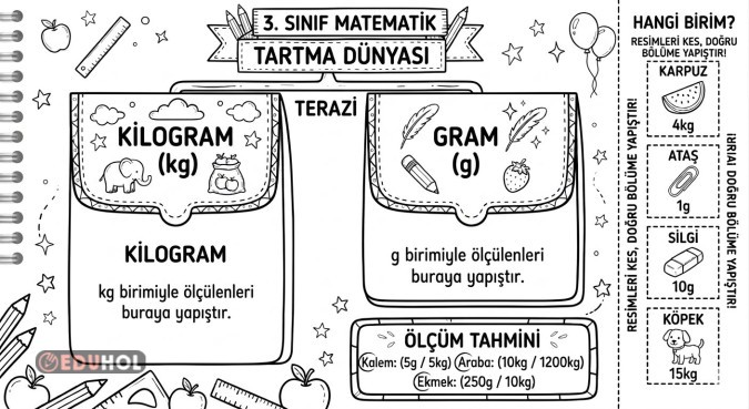 Tartma konusu interaktif defter çalışması