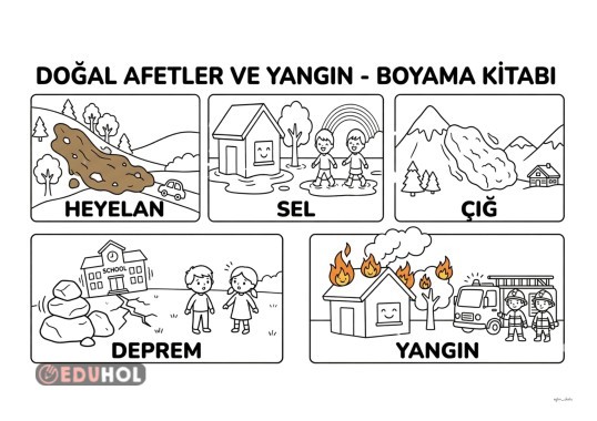 1.Sınıf Hayat Bilgisi Doğal Afetler Boyaması