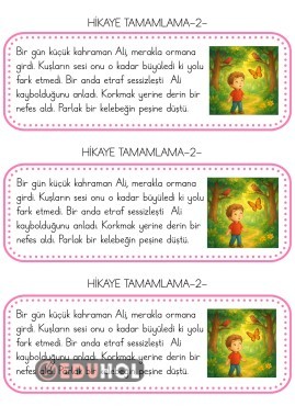 1.Sınıf Hikaye Tamamlama 2  (Deftere Yapıştırılacak)