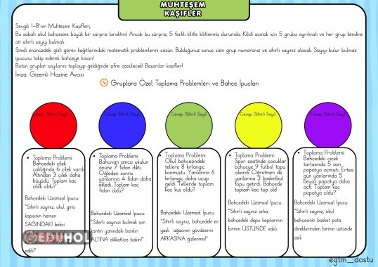 1.Sınıf Matematik Grup Oyunları (Uzamsal İlişkiler)