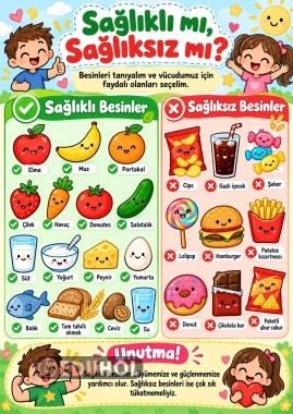 2.Sınıf Sağlıklı Ve Sağlıksız Besinler Defter Görseli