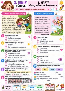 2.Sınıf Türkçe 6.Hafta Süreç Değerlendirme Sınavı