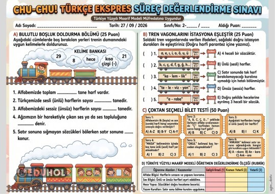 2.Sınıf Türkçe Dersi Süreç Değerlendirme 1