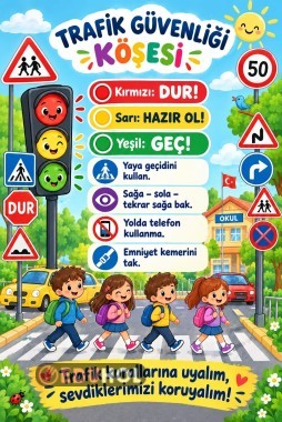 Trafik Köşesi Renkli Poster