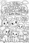 4 Ekim Hayvanları Koruma Günü Poster Boyama