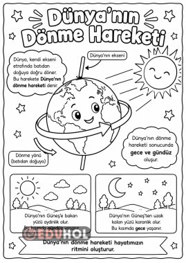 Dünya'nın Dönme Hareketi Boyama Sayfası✨