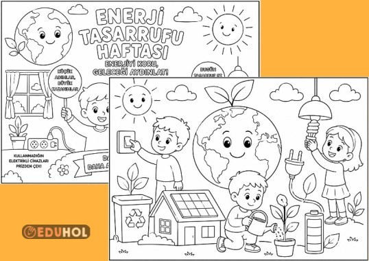 Enerji Verimliliği Haftası konulu boyama sayfaları ✔️