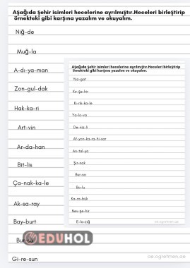 Heceleri Birleştirme (şehir isimleri)