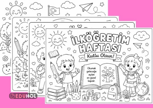 İlköğretim Haftası konulu boyama sayfaları ✔️