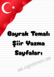 Bayrak Temalı Şiir Yazma Sayfaları (renkli çıktı alabileceğiniz 7 farklı sayfa)