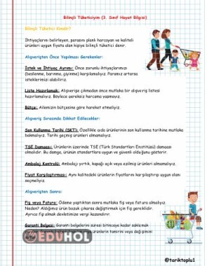 BİLİNÇLİ TÜKETİCİYİM DEFTER NOTU