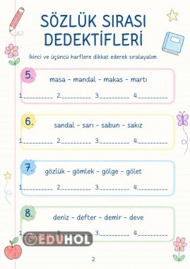 Kelimeleri sözlük sırasına göre sıralama