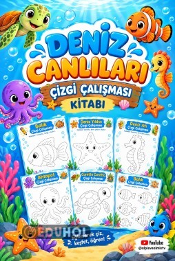 🐠 Deniz Canlıları Çizgi Çalışması – 6 Sayfalık Etkinlik