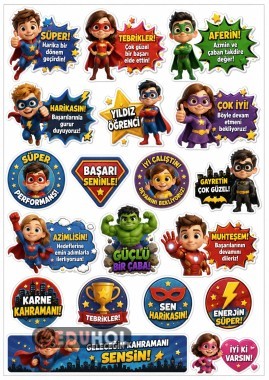 Mezuniyet temalı karne sticker paketi