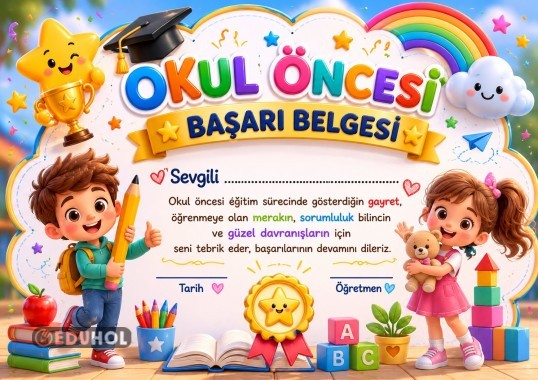 Okul öncesi başarı belgesi