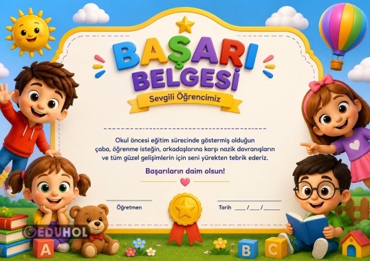 Okul Öncesi Başarı Belgesi