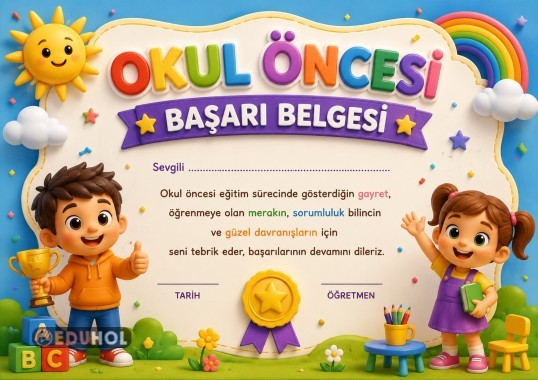 Okul Öncesi Başarı Belgesi