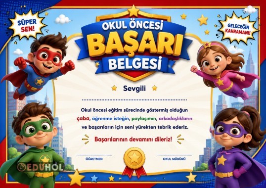 Okul Öncesi Başarı Belgesi