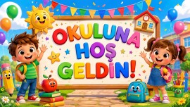 Okuluna hoş geldin dijital pano - akıllı tahta uyumlu 🏫🎒