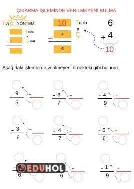 çıkarma işleminde verilmeyeni bulma