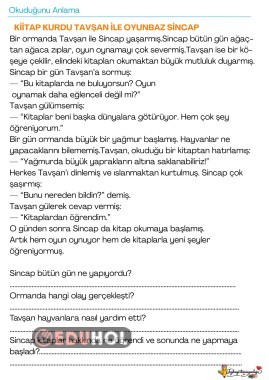 okuduğunu anlam kitap sevgisi temalı