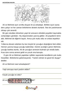 Okuduğunu anlama metinleri 5 tane