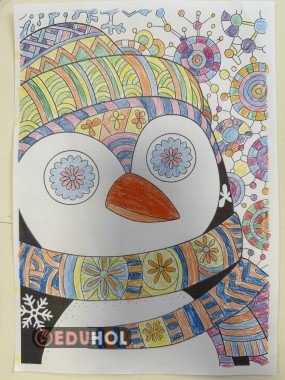 penguen mandala boyama