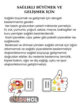 Sağlıklı beslenme defter notu