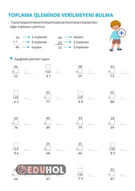 Toplama işleminde verilmeyeni bulma
