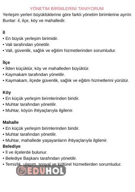 Yönetim birimlerini tanıyorum