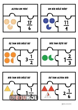Basit, Birleşik ve Tam Sayılı Kesirler Yapbozu