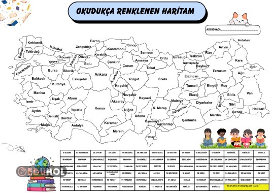 Türkiye Haritalı Kitap Okuma Takip Çizelgesi