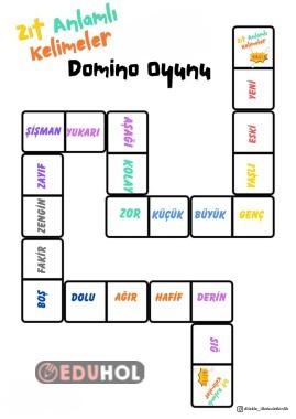 Zıt Anlamlı Kelimeler Eğlenceli Domino Oyunu